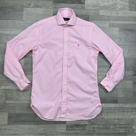 Polo Ralph Lauren Men's Pink Striped Slim Fit Button-Down Long Sleeve Shirt - Picture 2 of 9